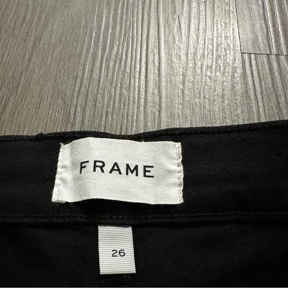 Frame Noir Coated Le Skinny de Jeanne Mid Rise Black Skinny Jeans Size 26 - Picture 6 of 11